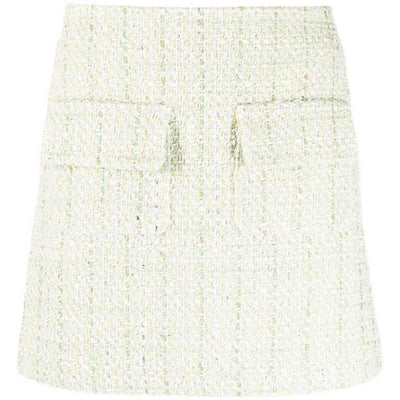 Falda A-line de Algodón Tweed Verde Claro con Bolsillos - Image 6