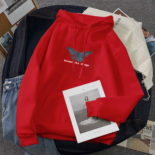 Sudadera con Capucha de Terciopelo y Estampado de Mariposas - Talla Plus - Image 9