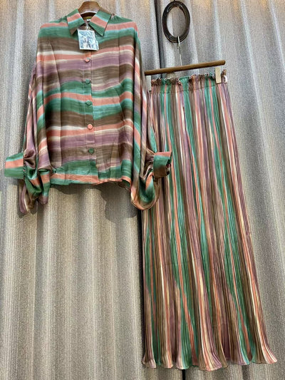 Conjunto de Dos Piezas: Blusa Estampada Personalizada + Pantalón Ancho de Cintura Alta - Image 38