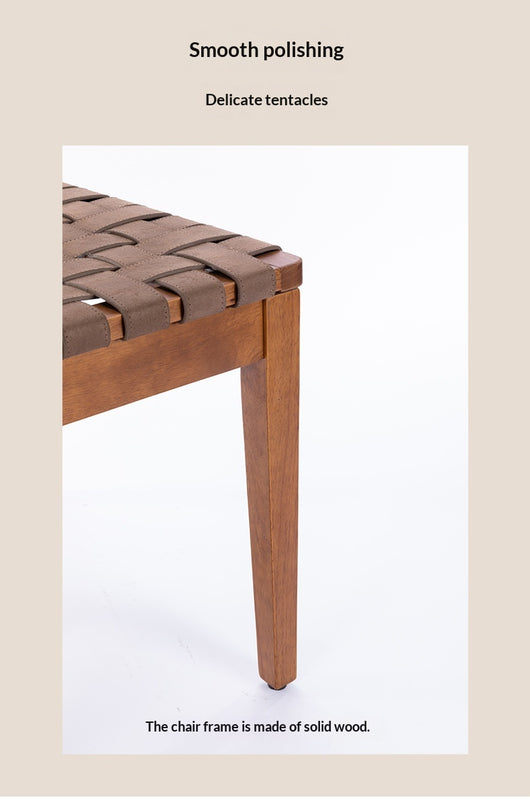 Taburete Alto de Cuero Vintage con Asiento de Silla de Madera Maciza - Image 13