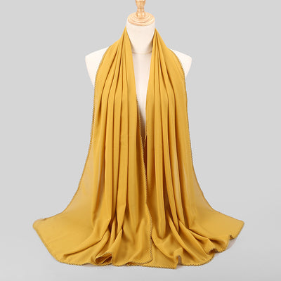 Pañuelo Elegante de Encaje Monocromático y Gasa Perlada para Mujer - Image 8