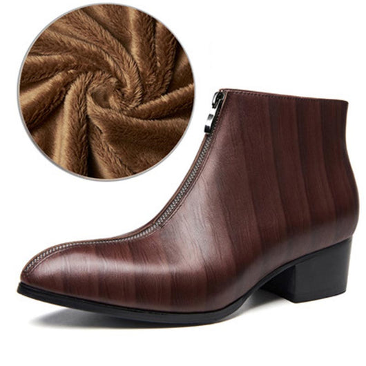 Botas Altas de Cuero con Punta Afilada y Cierre de Cremallera para Hombre - Image 17