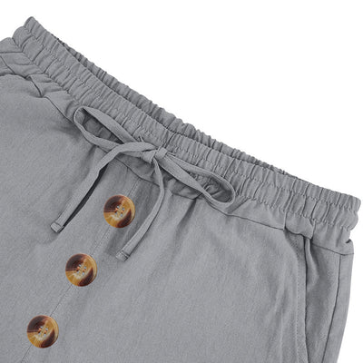 Shorts de Lino Sueltos para Hombre - Estilo Playa Casual Lavado - Image 18