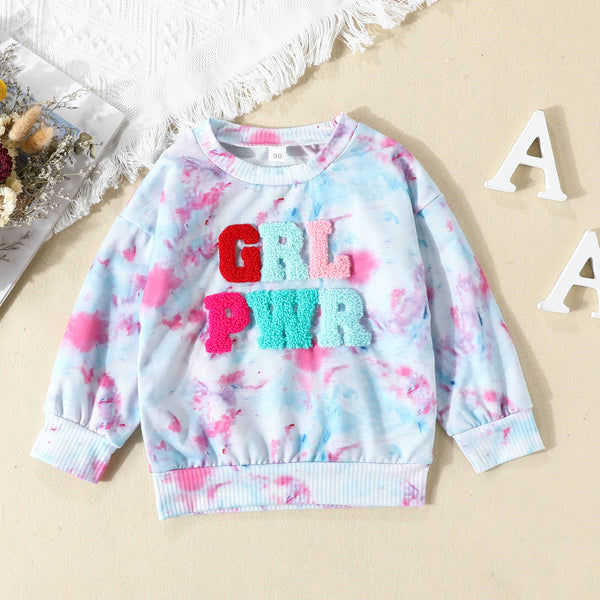 Blusa Tie-Dye Bicolor de Manga Larga para Niñas - Estilo Europeo Moderno