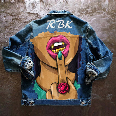 Chaqueta Denim con Estampado de Personalidad para Mujer - Image 8