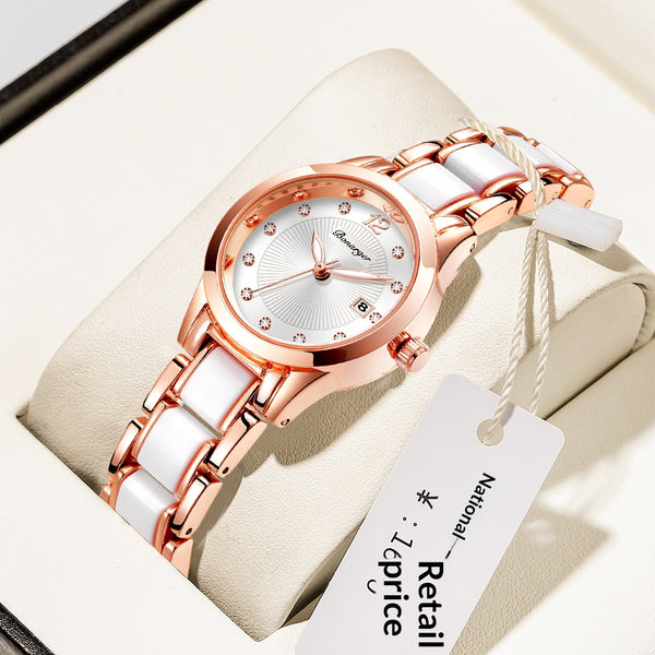 Reloj Elegante para Mujer Cerámica Resistente al Agua Diseño Minimalista