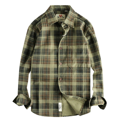 Camisa de Cuadros Manga Larga Texturizada para Hombre - Estilo Casual Lavado - Image 4