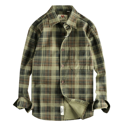 Camisa de Cuadros Manga Larga Texturizada para Hombre - Estilo Casual Lavado - Image 4