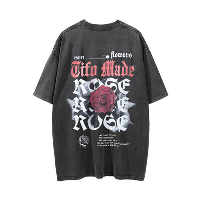 Camiseta Cuello Redondo con Estampado de Rosas para Hombre - Image 3