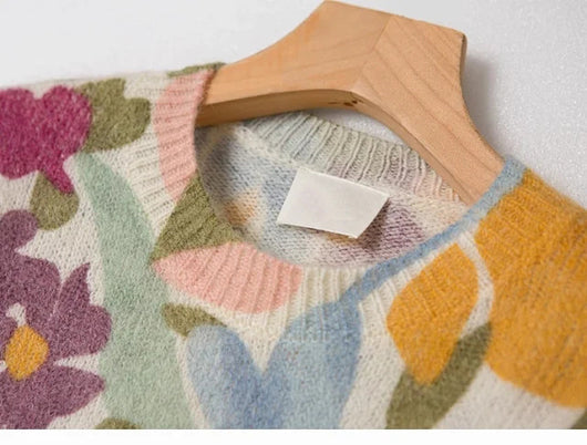 Suéter Tejido Estampado en Contraste de Colores - Diseño Artístico Femenino - Image 6