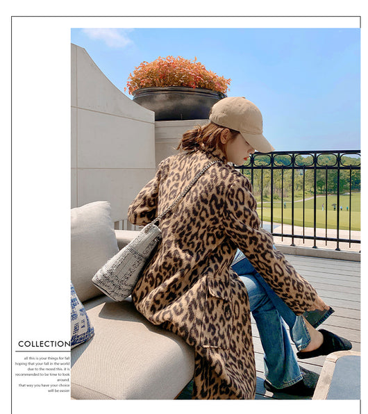Abrigo Largo de Lana Estampado Leopardo para Invierno Mujer - Image 14