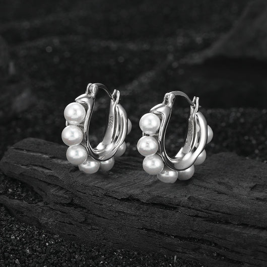 Aretes de Plata 925 con Perla - Diseño U Minimalista para Mujer - Image 11