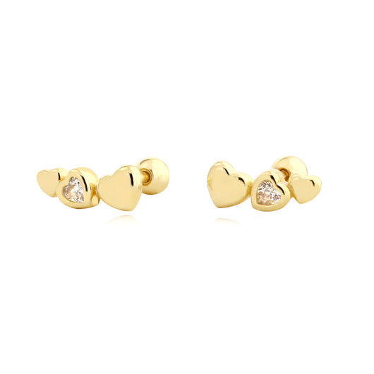 Aretes de Plata S925 Corazón Pequeño con Cierre de Rosca para Mujer - Image 2