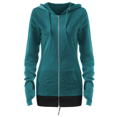 Abrigo Deportivo para Mujer con Capucha y Detalles de Encaje - Image 5