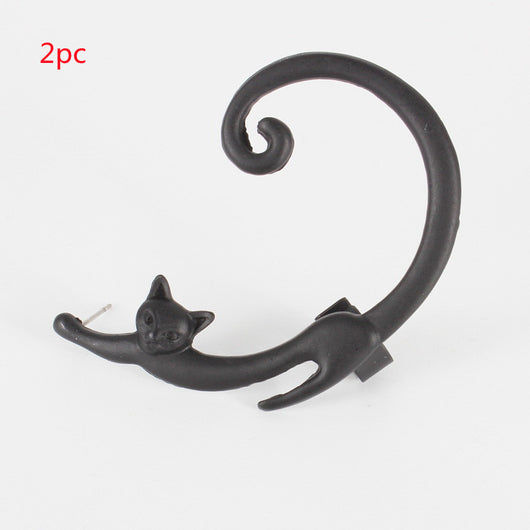 Arete Individual de Gato Punk con Ear Cuff Integrado - Image 11