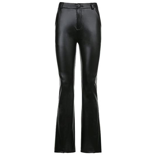 Pantalones de Cuero Bootcut Ancho - Estilo Street Trend Basic - Image 10