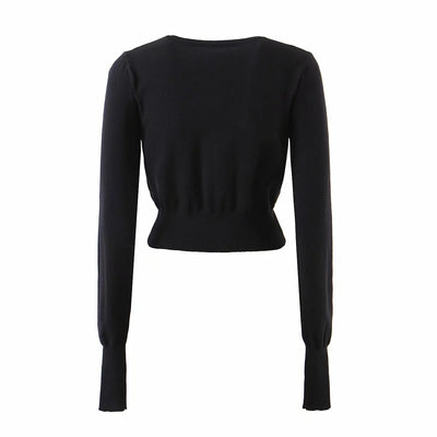 Cardigan Tejido Corto con Bordado de Letras Estilo Británico - Image 19