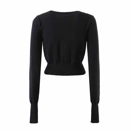 Cardigan Tejido Corto con Bordado de Letras Estilo Británico - Image 19
