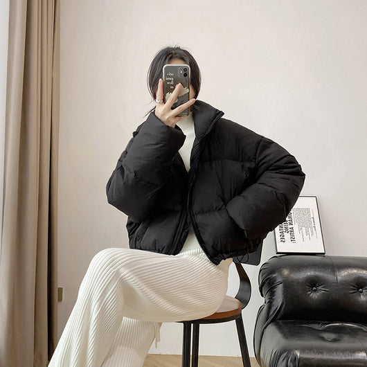 Chaqueta Puffer Corta de Algodón con Cuello Alto para Mujer Petite - Image 4