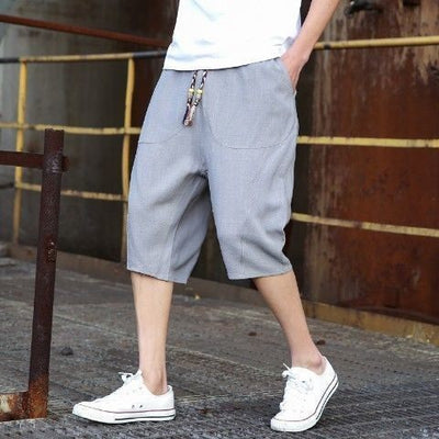 Pantalones Cortos de Lino Holgados para Hombre - Image 8