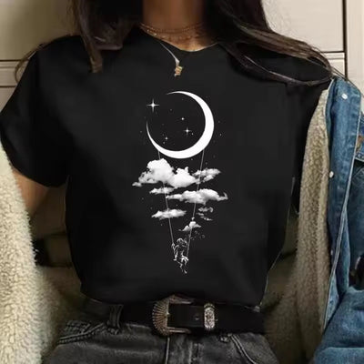 Playera Retro Estampada Cuello Redondo Manga Corta para Mujer - Image 16