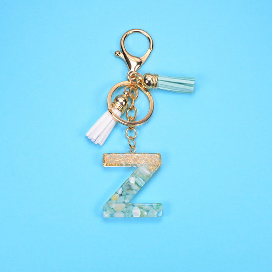 Llavero Colgante Alfabeto Inglés con Borla, Piedra y Detalles en Oro - Image 49