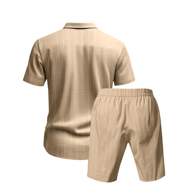 Conjunto de Dos Piezas: Camisa Jacquard a Rayas y Shorts para Playa - Image 17