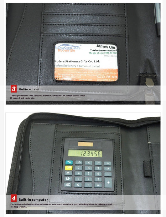 Carpeta A5 Multifuncional con Bolsa PU y Compartimento para Computadora - Image 7