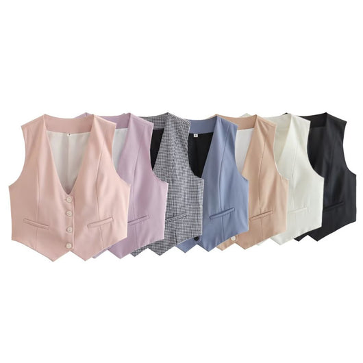 Chaleco Multicolor Suelto con Botones Decorativos Versátil para Mujer - Image 2