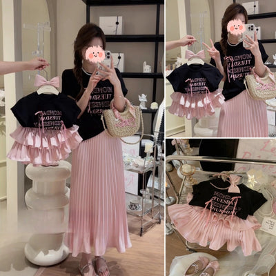 Conjunto Infantil Falda Plisada Estilo Occidental con Camiseta Estampada - Image 2