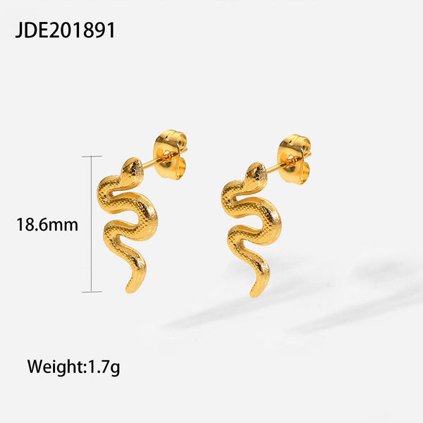 Aretes de Serpiente Chapados en Oro 18K con Acero Inoxidable para Mujer - Image 5
