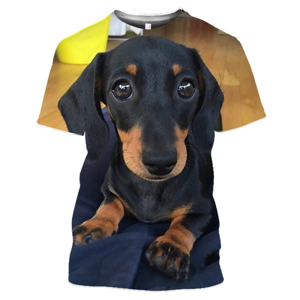 Playera Estampada 3D Perro Salchicha para Hombre