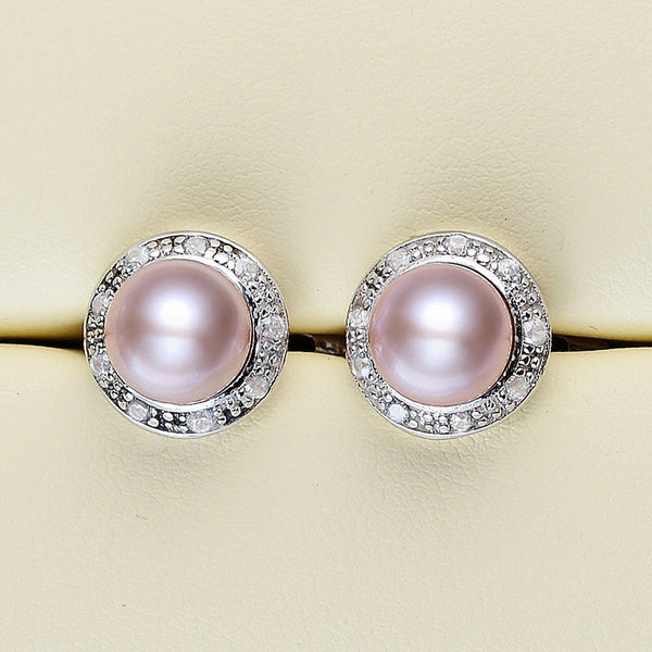 Aretes de Perlas Naturales Agua Dulce en Plata S925