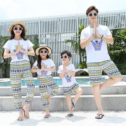 Ropa de Playa Familiar Manga Corta - Conjuntos a Juego para Padres e Hijos - Image 2