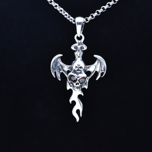 Dije Calavera con Alas de Demonio en Plata Esterlina 925 Personalizado - Image 2