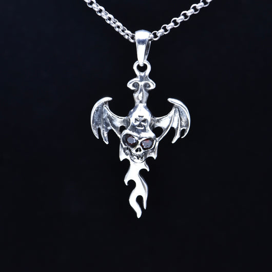 Dije Calavera con Alas de Demonio en Plata Esterlina 925 Personalizado - Image 2