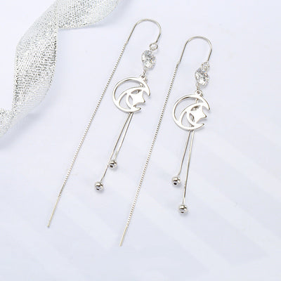 Aretes de Plata Esterlina con Diseño de Luna y Estrella para Mujer - Image 10
