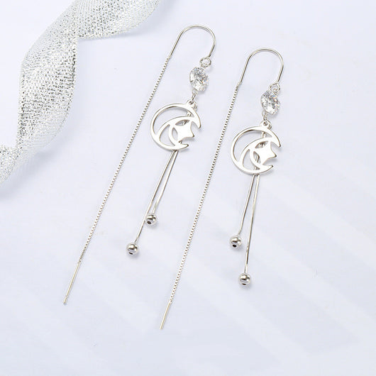 Aretes de Plata Esterlina con Diseño de Luna y Estrella para Mujer - Image 10