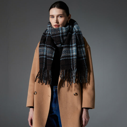 Bufanda Escocesa Azul Otoño Invierno - Estilo Europeo y Americano