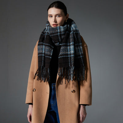 Bufanda Escocesa Azul Otoño Invierno - Estilo Europeo y Americano
