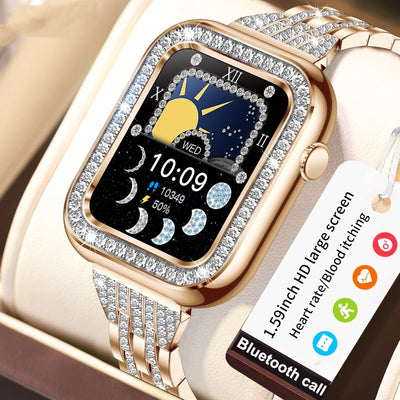 Reloj Inteligente Cuadrado para Mujer con Diamantes y Resistencia al Agua