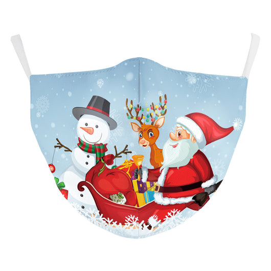 Light blue Christmas dust mask with a cartoon cool Santa Claus wearing sunglasses and gold rings, pointing forward. - Image 9