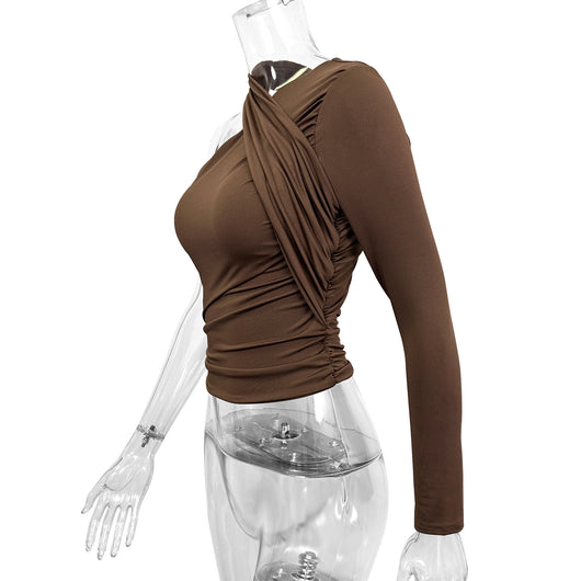 Blusa Base Asimétrica de Manga Larga para Mujer - Image 23