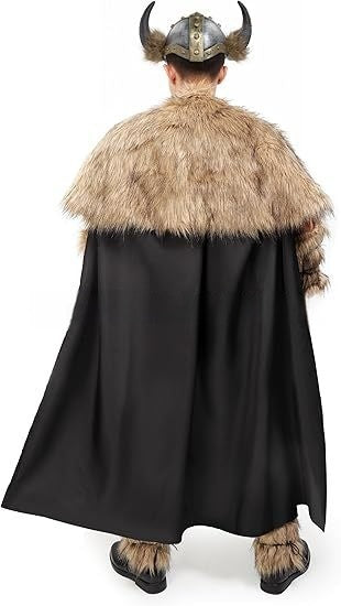 Traje Vikingo Completo con Capa, Chal y Botas de Lana Artificial - Image 16