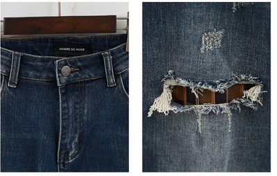 Jeans Slim Fit Hombre con Parches Retro - Estilo Juvenil Recto - Image 4