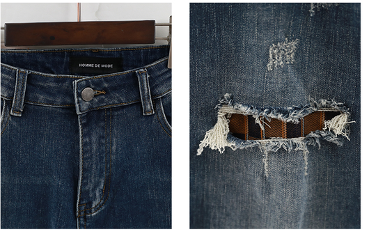 Jeans Slim Fit Hombre con Parches Retro - Estilo Juvenil Recto - Image 4