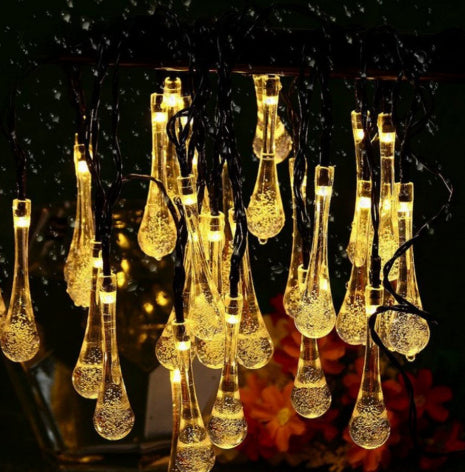 Guirnalda Solar de Luces LED Gotas de Agua Impermeable para Jardín y Fiestas - Image 12