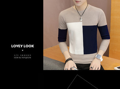 Suéter Tejido Cuello Redondo Estilo Coreano para Hombre - Image 7