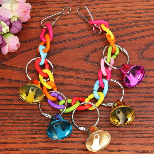 Multi-color wooden ladder bird toy with colorful beads, designed for parrots and other birds to climb and play in their cage. - Image 15
