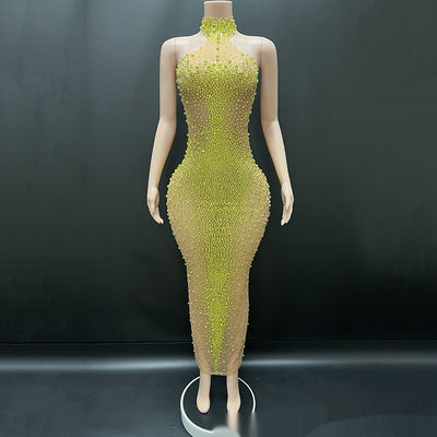 Vestido de Gala Plateado con Cristales Brillantes para Eventos Especiales - Image 4